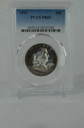 PR65 1954 PCGS グレーデッド フランクリン 90% シルバー ハーフダラー 50セント プルーフ レア トーンコイン