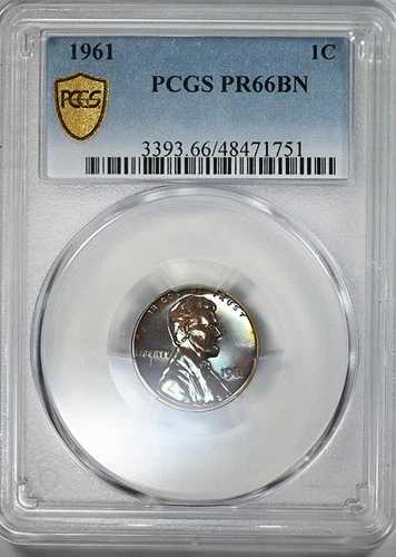 1961 年 プルーフ リンカーン記念セント 1C PCGS PR66BN - トーン加工済み!