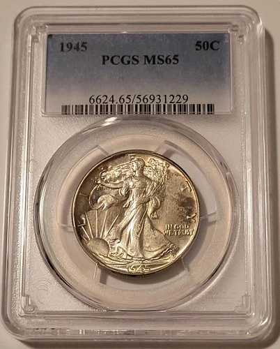 1945年ウォーキング・リバティ・ハーフダラー MS65 PCGS トーニング