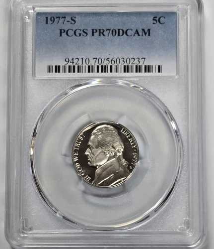 1977-S PR70DCAM ジェファーソンニッケル PCGS ブルーラベル - トップポップ