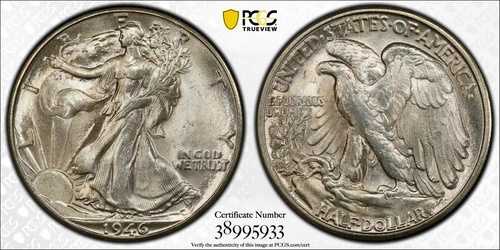 1946年 D PCGS MS65 ウォーキング・リバティ・ハーフダラー