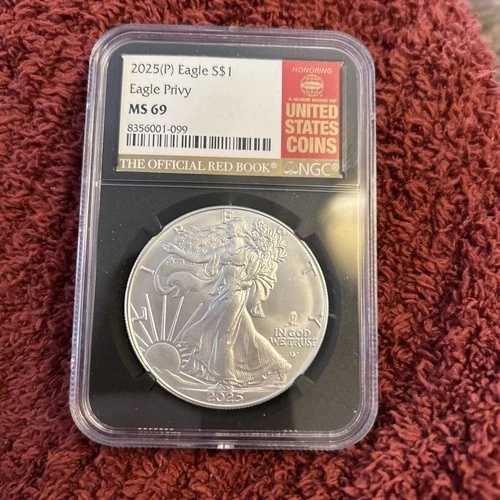 2025年 P シルバー アメリカンイーグル 1ドルコイン イーグル プリビー付き PCGS MS69