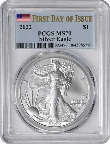 2022年 1ドル アメリカン シルバー イーグル MS70 発行初日 PCGS