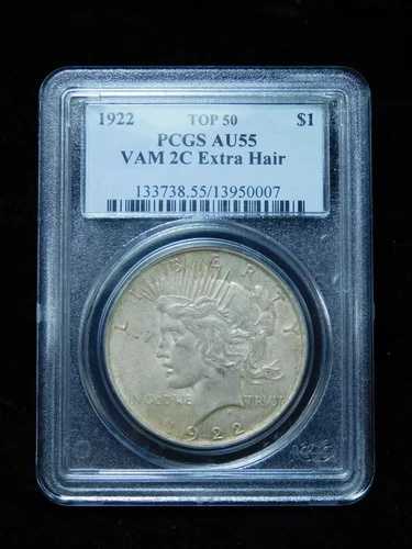 1922年 1ドル銀貨 ピースダラー - PCGS AU55 VAM 2C エクストラヘア