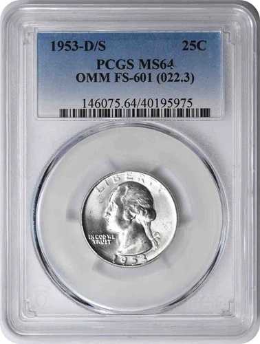 1953-D/S ワシントン クォーター FS-601 MS64 PCGS