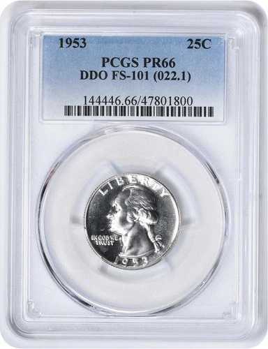 1953年ワシントンシルバークォーター DDO FS-101 PR66 PCGS