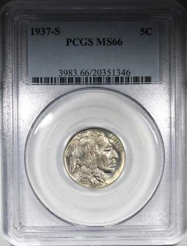 1937-S バッファローニッケル PCGS MS66 未流通 優良年月 5C