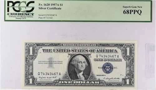 1957A 1ドル小型銀券 Fr.1620 極上宝石 新品 68PPQ PCGS