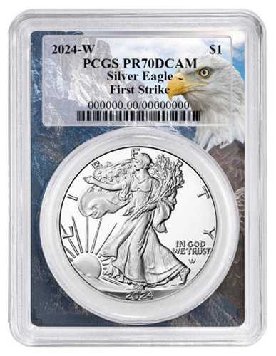 2024 W 1オンス シルバー イーグル プルーフ PCGS PR70 DCAM - ファーストストライク イーグルフレーム