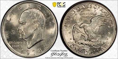 1978年 P クラッド アイク アイゼンハワー ドル PCGS MS-63 *カラー部分ミントエラー*