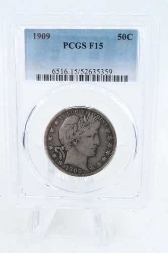 1909-P PCGS F15 バーバー ハーフダラー ビジネス ストライク 50セント