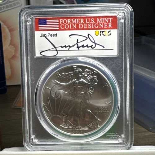 2020年 シルバーイーグル PCGS MS70 発行初日 ジム・ピード直筆サイン入り フラッグラベル