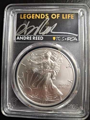2021 シルバーイーグル タイプ1 PCGS MS70 最終生産日 アンドレ・リード直筆サイン入り