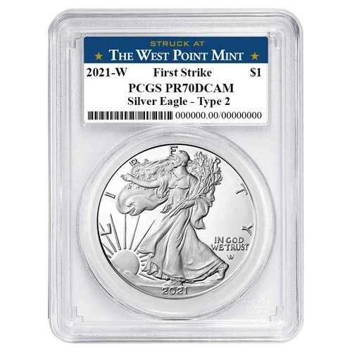 2021-W $1 1オンス T-2 プルーフ アメリカンシルバーイーグル PCGS PR70DCAM FS ウェストポイントラベル