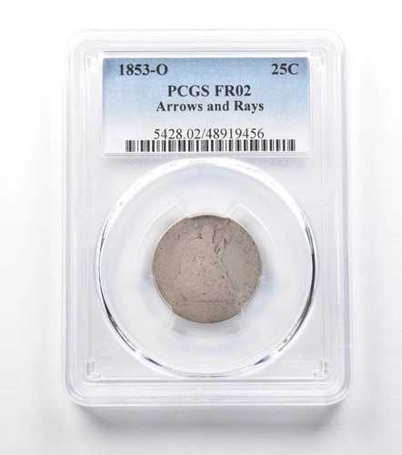 1853-O 着席自由の女神像 25セント硬貨 矢と光線 FR02 PCGS ローボール *9949 49,500円