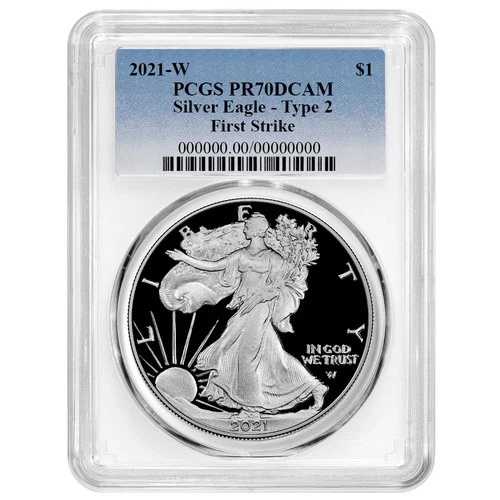 2021-W $1 1オンス T-2 プルーフ アメリカンシルバーイーグル PCGS PR70DCAM FS ブルーラベル