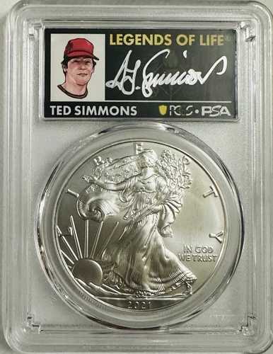 2021年 (P) 1ドル シルバーイーグル エマージェンシー T1?? PCGS MS70 レジェンド オブ ライフ テッド・シモンズ