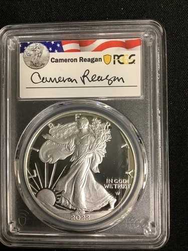 2022-W シルバーイーグル プルーフ PCGS PR69 DCAM キャメロン・レーガン 直筆サイン