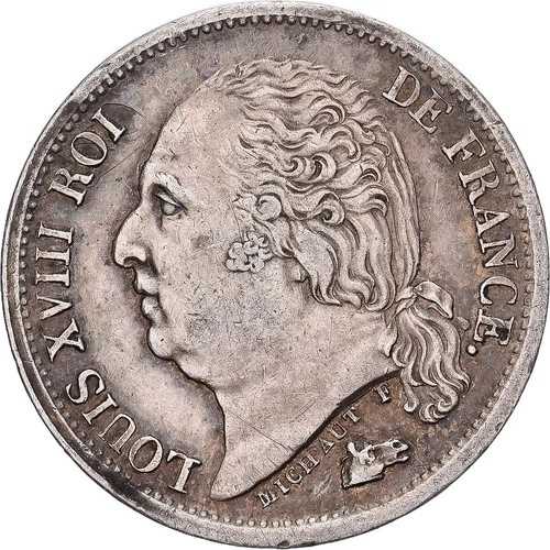 [#639782] フランス、ルイ18世、1/2フラン、1817年、パリ、銀貨、EF、ガドゥリー:401