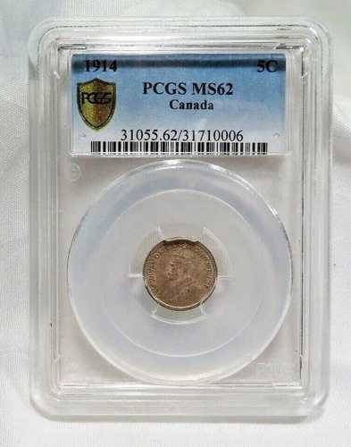 1914年カナダ5セントニッケルハーフダイムPCGS MS62グレートアイアピール