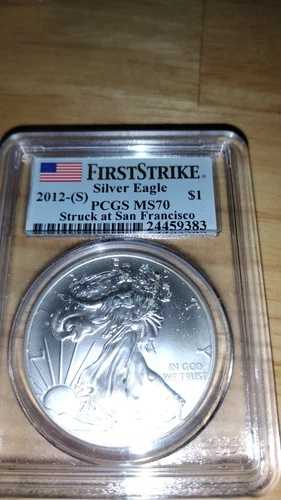 2012年 (S) シルバーイーグル PCGS MS70 ファーストストライク サンフランシスコ フラッグラベル