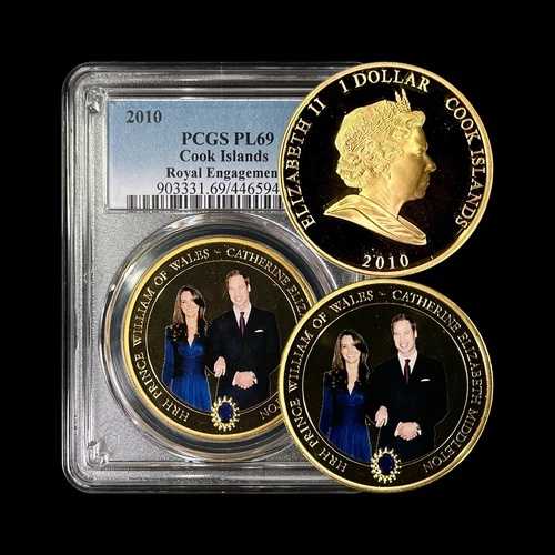 クック諸島。2010年、ドル、金箔 - PCGS PL69 - トップポップ?? ロイヤルエンゲージメント