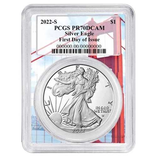 2022-S $1 1オンス プルーフ アメリカンシルバーイーグル PCGS PR70DCAM FDOI ゴールデンゲートフレーム
