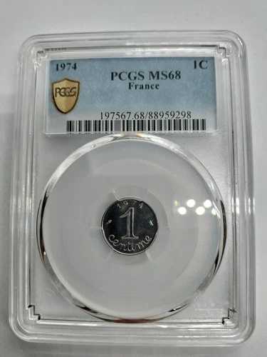 PCGS MS68 1974 フランス 1C 完全未使用 / 76