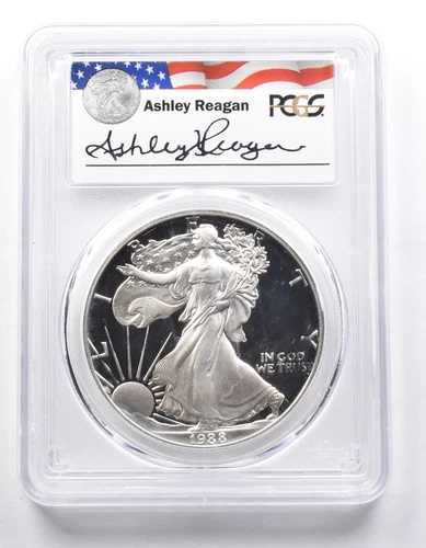 PR69 DCAM 1988-S アメリカン シルバー イーグル レガシー アシュリー レーガン サイン入り PCGS *6452