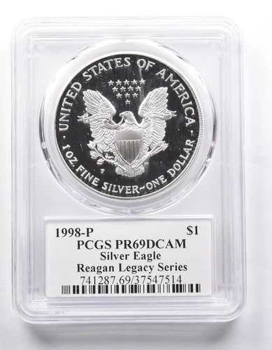PR69 DCAM 1998-P アメリカン シルバー イーグル レガシー アシュリー レーガン サイン入り PCGS *6450