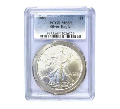 2005年 1ドル アメリカン シルバー イーグル MS69 PCGS