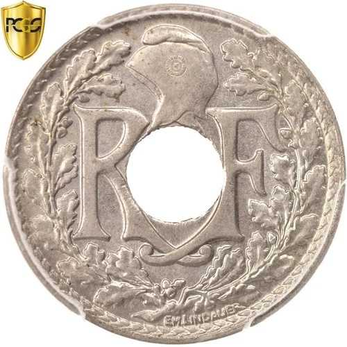 [#96384] コイン、フランス、リンダウアー、10 サンタイム、1922 年、ポワシー、PCGS、MS64、MS(64)