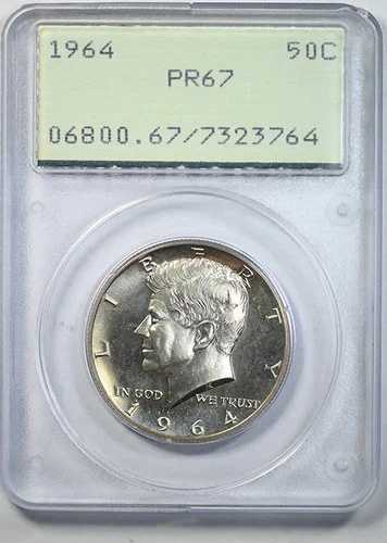 1964年 プルーフ ケネディ ハーフダラー 50セント PCGS ラトラー PR67 55,440円