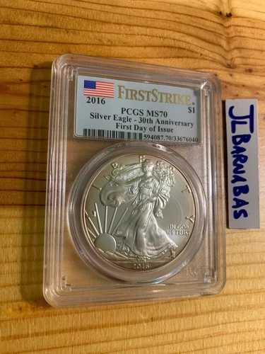2016年 PCGS MS70 トーン加工 ミントステート シルバー イーグルドル 1ドル 米国コイン トーン加工 FDOI旗