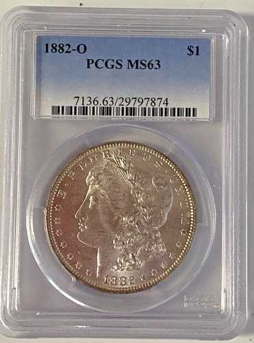 1882年製 モルガン銀貨 1ドル。銀90%。PCGS MS63 KM#110