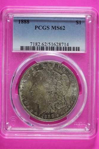 トーン加工済み 1888年 P MS 62 リバティ・モーガン銀貨 PCGS認定グレードスラブ 919