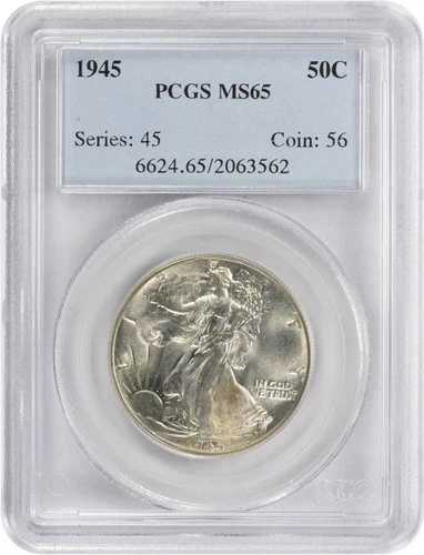 1945年ウォーキング・リバティ・シルバー・ハーフドル MS65 PCGS