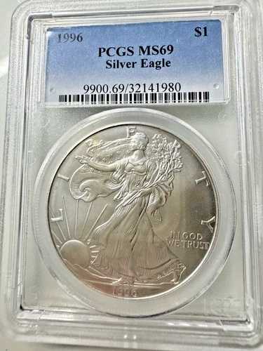 1996年 MS69 $1 アメリカン シルバー イーグル 1オンス PCGS ブルーラベル