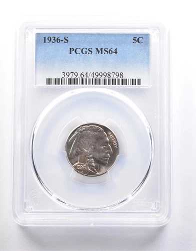 1936-S インディアンヘッド バッファローニッケル MS64 PCGS *6653