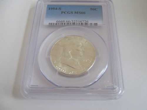 1954-S、フランクリン ハーフ ダラー、PCGS、MS 66