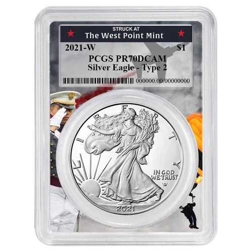 2021-W $1 1オンス T-2 プルーフ アメリカンシルバーイーグル PCGS PR70DCAM ウェストポイントフレーム 52,140円