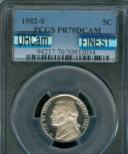 1982 S ジェファーソン ニッケル PCGS PR70 DCAM MAC FINEST & UHCAM 。