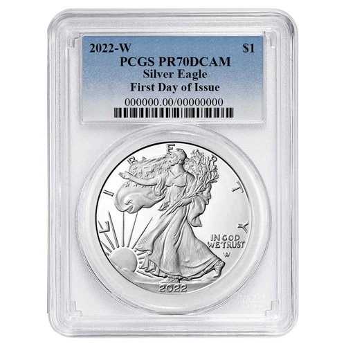 2022-W プルーフ 1ドル アメリカン シルバー イーグル PCGS PR70DCAM FDOI ブルーラベル