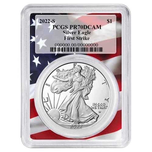 2022-S $1 1オンス プルーフ アメリカンシルバーイーグル PCGS PR70DCAM FS フラッグフレーム