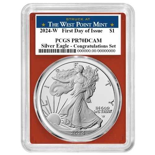 2024-W プルーフ 1ドル アメリカン シルバー イーグル コングラチュレーション セット PCGS PR70DCAM FDOI