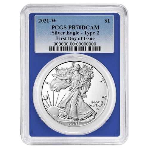 2021-W $1 1オンス T-2 プルーフ アメリカンシルバーイーグル PCGS PR70DCAM FDOI ブルーラベル