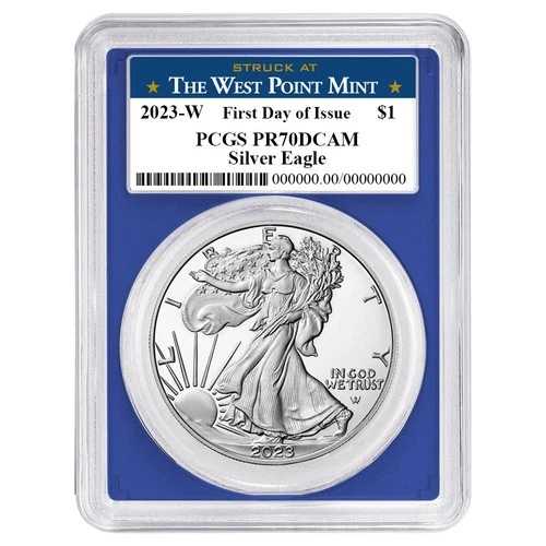 2023-W $1 1オンス プルーフ アメリカンシルバーイーグル PCGS PR70DCAM FDOI ウェストポイントラベル 52,140円