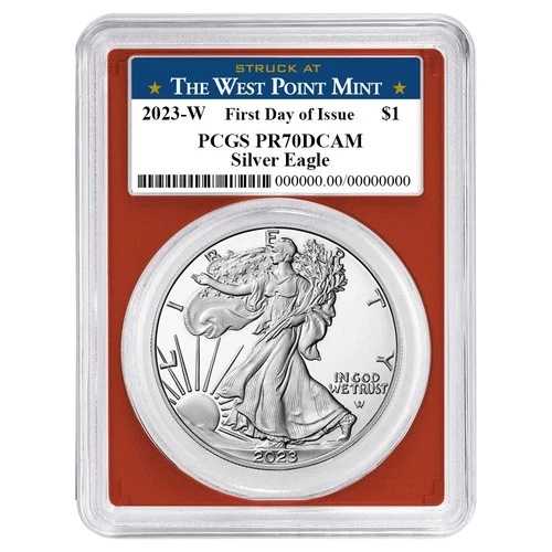 2023-W $1 1オンス プルーフ アメリカンシルバーイーグル PCGS PR70DCAM FDOI ウェストポイントラベル