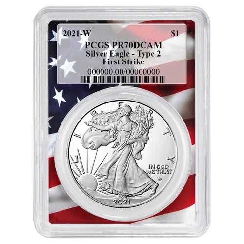 2021-W $1 1オンス T-2 プルーフ アメリカンシルバーイーグル PCGS PR70DCAM FS フラッグフレーム
