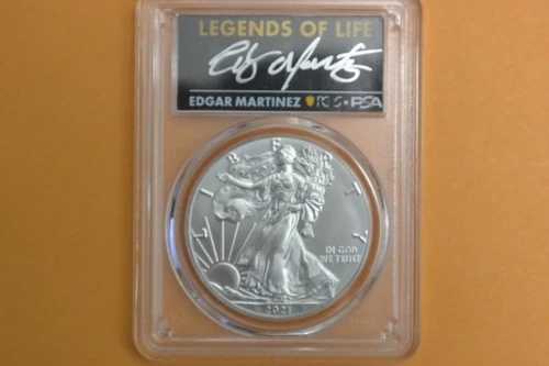2021年 1ドル アメリカン シルバー イーグル 1オンス PCGS MS70 レジェンド オブ ライフ エドガー マルティネス T1
